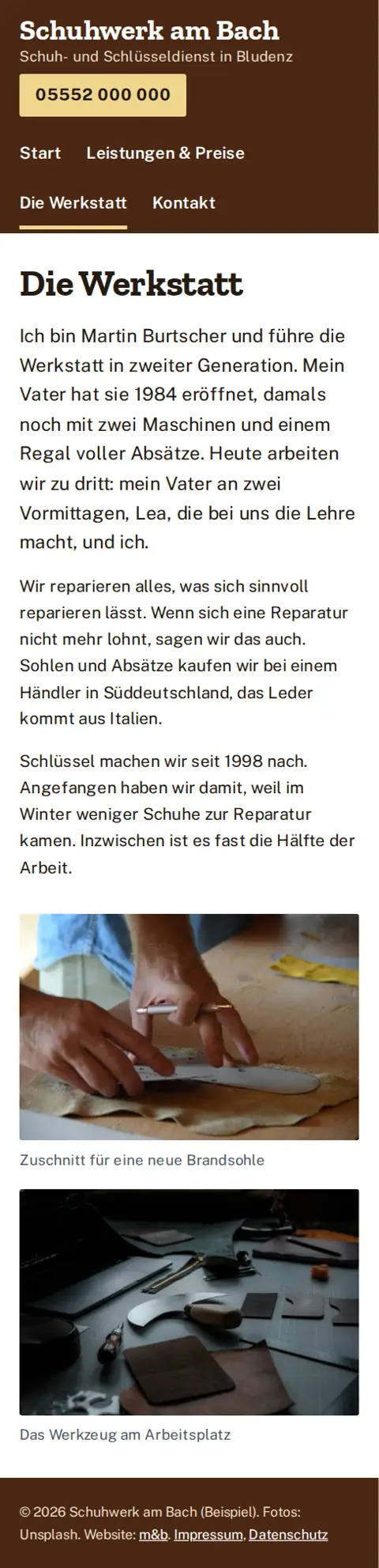 Vorschau der Beispielseite Schuhwerk am Bach am Handy